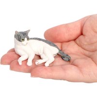 Bionic Pet Cat Ornament Gray and White Kitten Model Desk Cats Decoration Craft