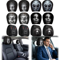 2Pcs Horror Design Car Headrest Covers Universal Car Seat Cover Breathable for Halloween Christmas Holiday for Sedan, Truck, SUV