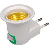 E27 EU Plug Lamp Base Light Bulb Base Socket Adapter Converter 250V 6A White Night Light With Power On Off Control Switch