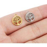 5pcs Never Fade PVD Stainless Steel Tree Charms Lot Bracelets Charms Necklace Pendants for DIY Earring Making Jewelry Findings