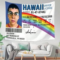 VIKAMA Fun Hawaiian Driver's License Tapestries, Dormitory Decoration, Living Room, Bedroom Background Cloth, Home Decoration