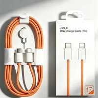 60W PD USB-C to USB-C Fast Charging Cable For iPhone 15 16 Plus 17 Pro Max Samsung Moto Xiaomi Type-C Braided Cable 1m With Box