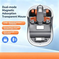 Magnetic Transparent Dual Mode Wireless Mouse 2.4G Bluetooth Silent Mute Mouse 800-1600 DPI Type-C Rechargeable Portable Mice