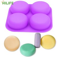 DIY Handmade Craft Cake Decorating Tools 4 Cavity Silicone Soap Molds Tray Easy To Demould Round Circles Soap Molds