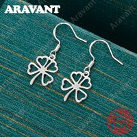 925 Sterling Silver Lucky Four-Leaf Clover Earrings - A Fresh And Elegant Design For Women'S Engagement Jewelry