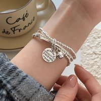 2026 New Style Elegant Round Letter Tag 925 Sterling Silver Female Three Layers Charm Bracelet Jewelry Women Party Gifts Cheap