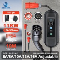 KOLANKY 16A 11 kW tragbares EV-Ladegerät Wallbox Typ 2 IEC-62169 Standard-Ladetimer für Elektrofahrzeuge, Hybrid-Autos, Kabel 10 m