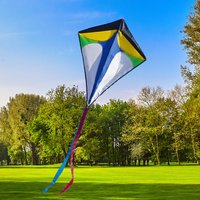 Diamond Shaped Kite with Long Tail Large Kite Toy Easy To Fly Colorful Flight Kite Enhance Coordination for Boys Girls