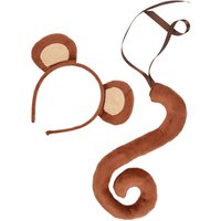 Monkey Ears and Long Tail Set Headwear Cat Ear Headband Headband Ears Hair Clip for Dance Carnival Fancy Party Children Adults