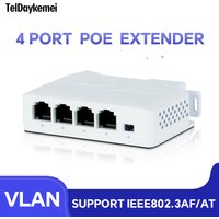 TelDaykemei Répéteur PoE 4 ports pour la transmission sur port IP, extenseur pour commutateur PoE, NVR, caméra IP