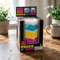 Nee Doh PEACE CAKE Rainbow Layer Cake Squeeze Stress Relief Toy Soft Squishy Fidget Toy Calming Anxiety Relief for Kids Adults