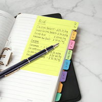 Tabbed Index Divider Sticky Notes, 60 Lined Self-Adhesive Notes, Neon Colors For Office School