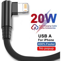 Right Angle Gaming Fast Charge USB Cable for iPhone 13 14 Pro 11 12 mini XS Max XR X 7 8 Plus 90 Degree Elbow USB Charger Cable