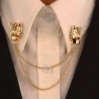 Fashionable Retro Wolf Head With Chain Tassel Suit Pin For Men's Daily Party Jewelry Clothing Accessories