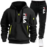 Spring And Autumn 2026 New Men's Hooded Sweatshirt + Pants Two-piece Set, Outdoor Multi-pocket Men's Pullover Sportswear Set