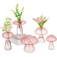 Glasseam Mushroom Vase Cute Glass Colored Vases Plant Propagation Station Jar for Living Room Windowsill Decoration