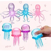 Glitter Octopus Jellyfish Squishy Stress Ball Cute Squeeze Fidget Toy Sensory Anti-Stress Decompression Toy for Kids Adults Gift