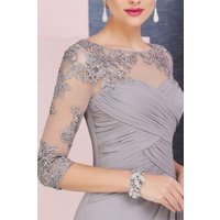 Elegant Gossamer Half Sleeve Mother of the Bride Dress O-Neck Appliqued Short Wedding Guest Prom Formal Dress 2024