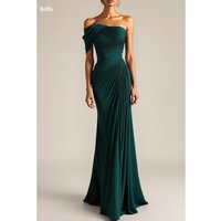 Bella Customized Satin One Shoulder Ruched Mermaid Prom Dress robes de soirée party dresses prom dress for women emerald green