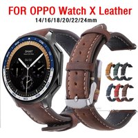 Cowhide Leather Strap 14mm 16mm 18mm 20mm 22mm 24mm for OPPO Watch X Bracelet for Huawei GT6/5/4 Universal Quick Release Band