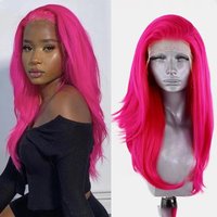 Hot Pink13x4 Nature Wave Lace Front Body Wave Wigs HD Transparent 20 Inch 13x4 Full Deep Water Wave Synthetic Lace Frontal Wig