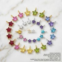 5*5mm Tiny Star Pendant 18K Gold Stainless Steel Colorful Zirconia Charms for DIY Necklace Bracelet Jewelry Making Accessories