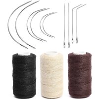 Black Brown Beige Needle And Thread For Hair Extensions Hair Weave Sewing Threads With CLI Shape Curved Needles Wig Making Tools