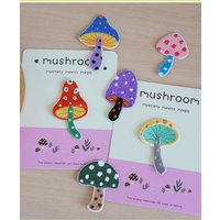 Vintage Forest Colorful Mushroom Self Adhesive Embroidery Patch Decorative Stationery Handbooks DIY Backpacks Clothing