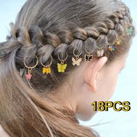 Mixed Butterfly Star Hair Braid Beads Set Dreadlock Beads 18Pcs Rings Braiding Hair Bohemian Braid Hair Styling Tool Accessories