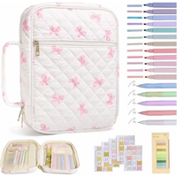 New Floral Design Bible Cover Case Zipper Pocket Handle Bible Cover Bag Bible Journaling Kit Church