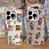 P-PaddingtonS Bear Phone Case For iPhone 16,15,14,13,12,11,Pro,XS,Max,Plus,Mini,SE4,E White Matte Shockproof Cover