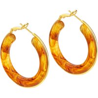Fashion Vintage Round Amber Resin Hoop Earrings For Women Stainless Steel Gold Color Circle Big Daily Jewelry Female Earrings