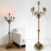 Copper-colored Large Candle Holder Metal Vintage High-foot Floor Candle Stand