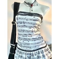 Y2k Vintage Punk Gothic Outfits Women Harajuku Subculture Piano Print Top + Mini Skirt 2 Piece Street Matching Suits Lolita Sets
