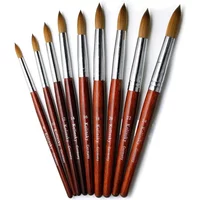 Kolinsky Acrylic Nail Brush Red Wood Handle Gel Builder Manicure Brush Nail Art Tools Nail Salon Size 8-24