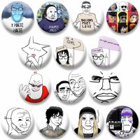 Creative Funny Wojak Meme Badge Cartoon Soyjak Smiling Face Brooch Button Pin Bag Hat Clothes Decor Accessories Friend Kids Gift