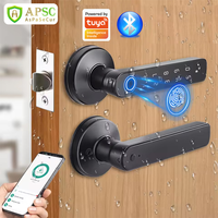 Współpracuje z aplikacją Tuya, inteligentna blokada drzwi Bluetooth z odciskiem palca, hasłem, kluczem mechanicznym, odblokowaniem NFC, do drzwi drewn