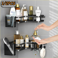 Bathroom Triangle Iron Shelf No Drill Metal Corner Shelf Kitchen Bathroom Accessories Storage Rack Shampoo Storage Rack