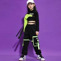 New Girls' Street Dance Jazz Dance Costume Children's Hip-hop Combat Trousers Performance Runway Show Navel Baring Outfit