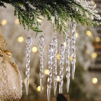 12/24/60pcs 13cm Christmas Simulation Ice Xmas Tree Hanging Ornament Fake Icicle Winter Party Christmas New Year Home Decoration