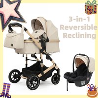 Kidilo A10+C Multi-Functional Baby Stroller, High View Reversible Design, 3-in-1 Stroller Carry Cot Car Seat with Reclining Seat