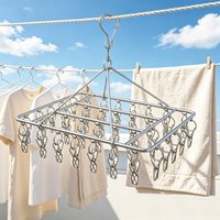 Stainless Steel Windproof Clip Towel Rack Drying Rack Hook Windproof Socks Underwear Drying Rack Family Storage Laundry Rack