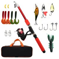 1.8M Fishing Pole Set Full Kits With Telescopic Fishing Rod And Spinning Reel Baits Hooks Travel Pole Set