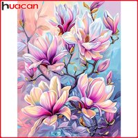 Huacan Full Diamond Painting Magnolia Diamond Embroidery Flower Complete Kit Picture Of Rhinestones