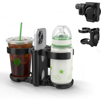 Universal Stroller Water Cup Holder with Phone Holder Foldable Bottle Rack for Pram Wheelchair Trolley Baby Stroller Accessories