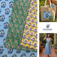 Indian Block Print Cotton Fabric Bohemian Floral Fabric DIY Sewing Fabric for Boho Clothing & Home Decor 100x136cm