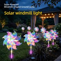 Solar Windmill Garden Ambient Lights Outdoor Waterproof RGB Color Changing LED Lamp for Yard Lawn Patio Ambient Pathway Decor