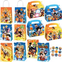 Dragon Ball Theme Favor Gift Bags Kraft Paper Boxes Treat with Handles Birthday Candy Bag for Kids Baby Shower Party Supplies