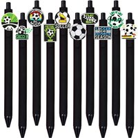 10pcs Soccer Themed Ballpoint Pens Retractable Black Ink Pens with Football Charms for Office Use Sports Fans and Daily Writing