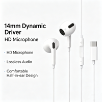 Earphones Wired Earbuds with Mic in line Control Type-C Headphones for Phone PC Laptop Gaming Karaoke